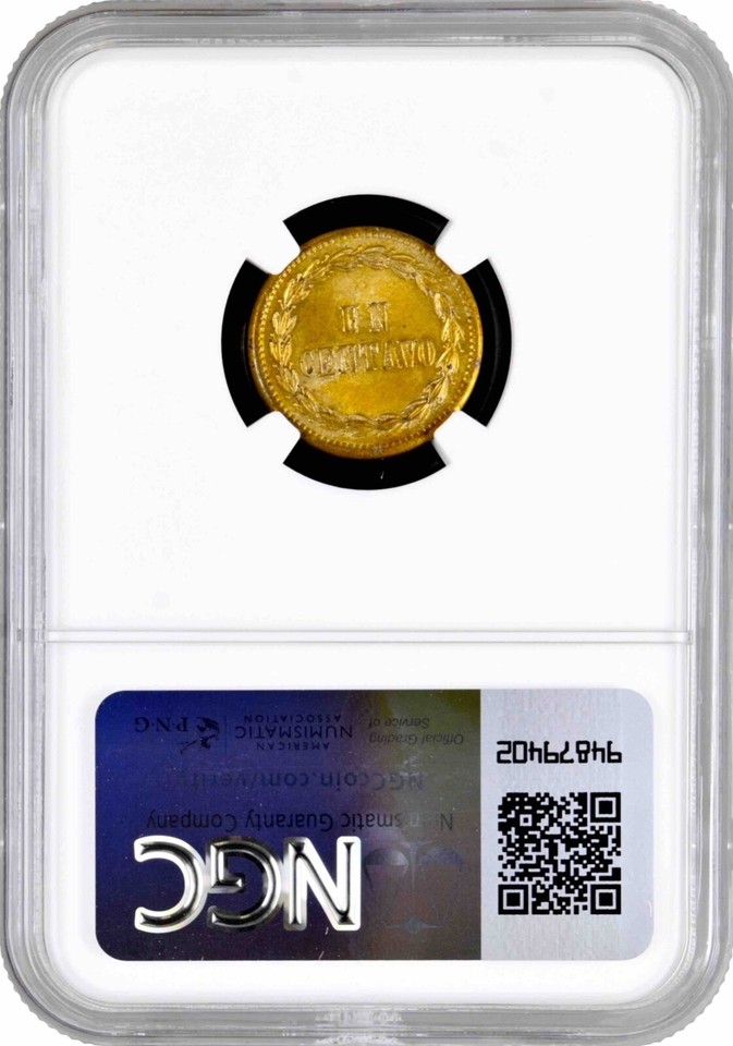 Dominican Republic 1 centavo 1877, NGC MS64, "Dominican Republic (1844