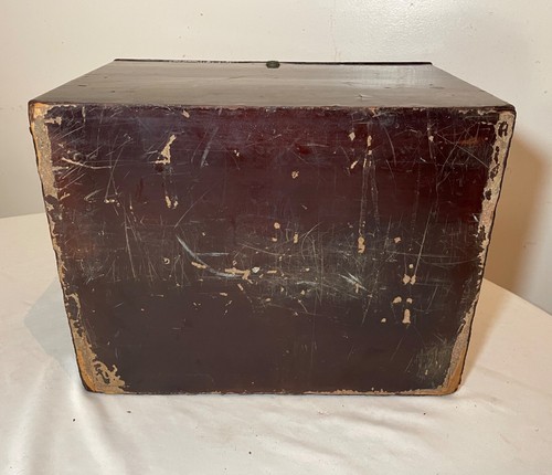 LARGE antique 1800's handmade J Bramah London lacquered wood pewter humidor box - Picture 14 of 17