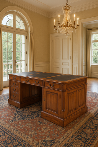 Chefschreibtisch Antik Partnerdesk Empire Mahagoni 180cm Schreibtisch Bürotisch - Bild 9 von 9