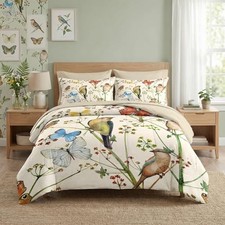 Comforter Set Twin Size, Vintage Birds Butterfly Colorful 5 Pcs Bedding for