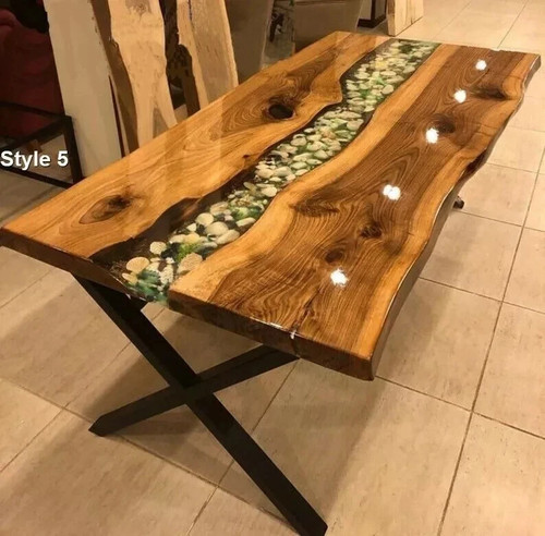 Tavolo Fiume Epossidico Resina Oceano 60" x 36" - Bordo Vivo Pranzo Arredo Personalizzato - Foto 5 di 10