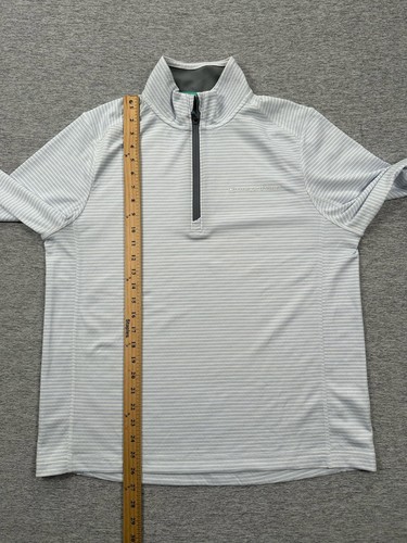 Vineyard Vines Performance Pullover Mens Medium White Blue Striped 1/4 Zip Golf - Picture 5 of 9