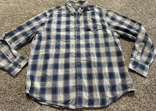American Eagle Slim Fit Plaid Dress Casual Mens Button Down Shirt XL Long Sleeve