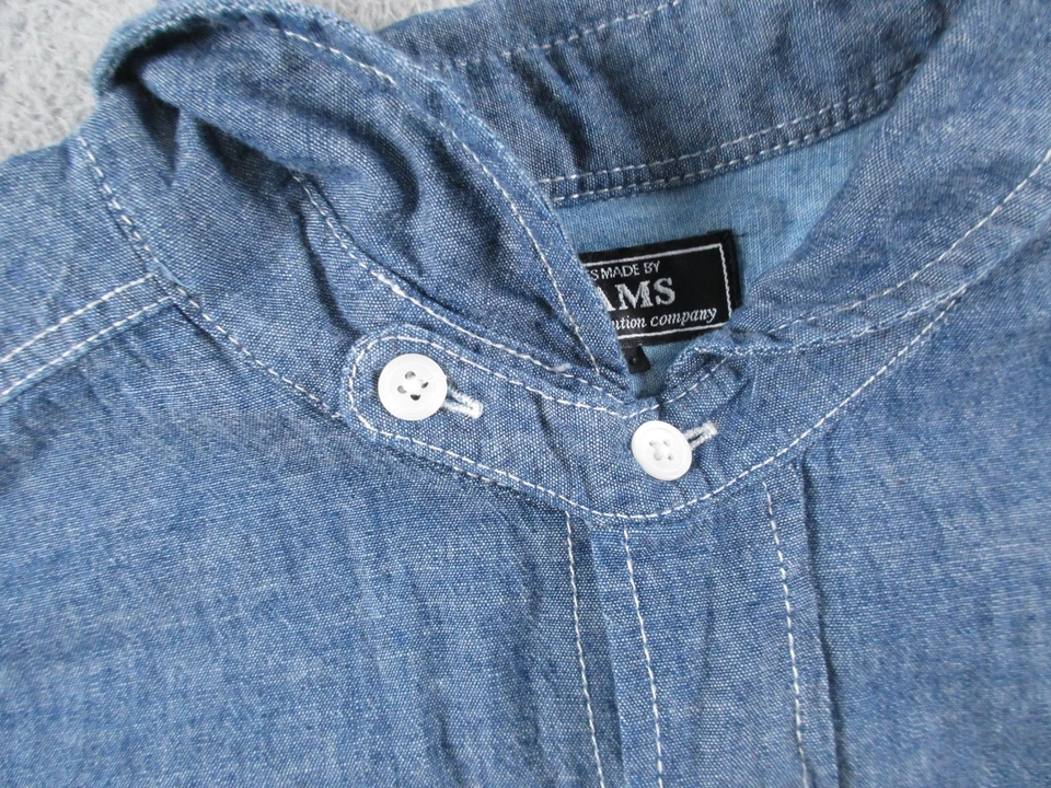 Beams Japan Shirt Mens Large Blue Chambray Selvedge Naval Roll Tab Sleeve - Image 4 of 4