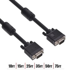 10-75FT VGA SVGA 15 Pin Male to Male Monitor Cable Extension Cord Ferrite Core