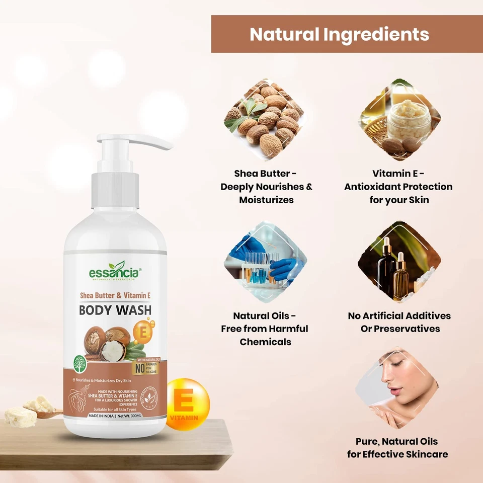 Essencia Körper Duschgel Mit Sheabutter Und Vitamin E 300 ml - Bild 4 von 4
