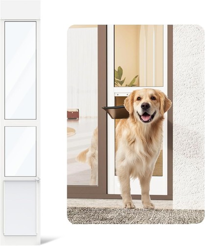 Dog Door for Sliding Glass Door, Adjustable Height 75 4/5" to 80 3/10" -LARGE