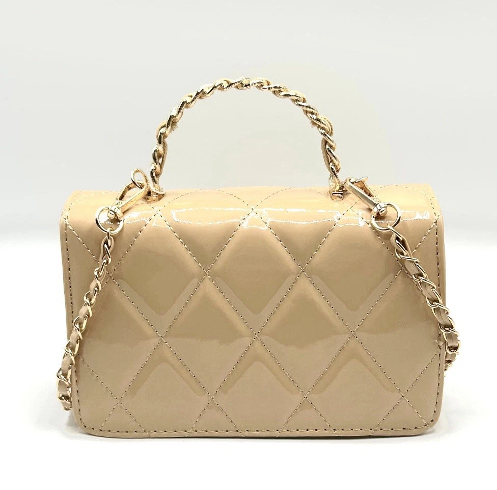 Borsa VALENTINO ORLANDI Taupe trapuntata borsetta catena metallo oro tracolla 349€