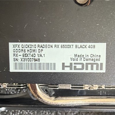 XFX AMD Radeon RX 6500 XT 4GB GDDR6 Graphics Card HDMI DisplayPort