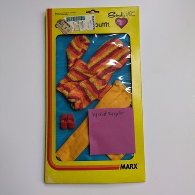 Vtg 70s Marx Sindy Windswept #44203 Doll Outfit Yellow Striped Terry Cloth