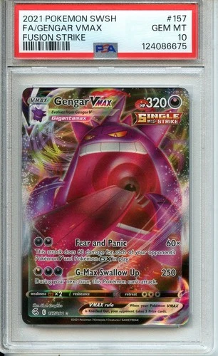 2021 TCG POKEMON SWSH GENGAR VMAX FUSION STRIKE 157/264 FULL ART PSA 10 GEM MINT
