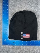 USA American Flag Beanie Toque Adult Black Knit 100 Acrylic Copper State