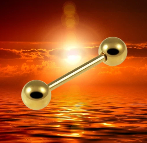 PIERCING Barbell mit INNENGEWINDE 1,2 x 8 mm I Echt 585 MASSIV GOLD I 46018-8 I - Bild 2 von 4