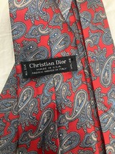Christian Dior Tie Men's Silk Paisley Pattern Formal Classic Made in USA Italy