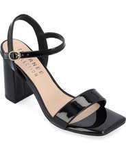 Journee Tivona Womens Black Dress Sandals Block Heel Toe Size 8M New