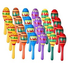48 Pcs Mini Mexican Fiesta Wooden Maracas Bulk Wood Maracas for Kids
