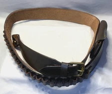 LEATHER 20 ROUNDS AMMO BELT WITH POUCH SIZE 52 " LARGE INCOMPLETED