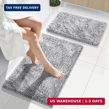 Bathroom Rug Set 2 Piece, Luxury Shaggy Bath Mat Set with Non Slip Backi