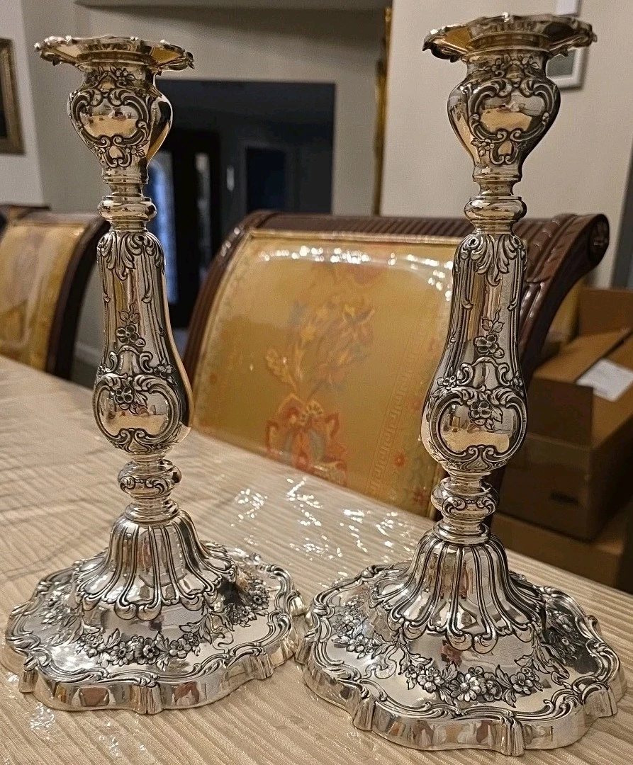 Gorham Chantilly Antique US Sterling Silver Candlesticks