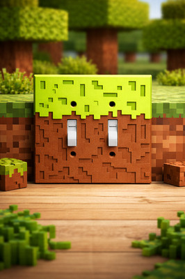 Minecraft Terrain Light Switch Cover   PLA, Gamer Room Decor