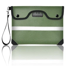 6200F 11.4x8.3 Inch Fireproof Document Bag with Lock Water Resistant Green