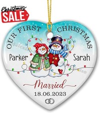 Our First Christmas Married Ornament , Personalized 1st Christmas Married Cer...