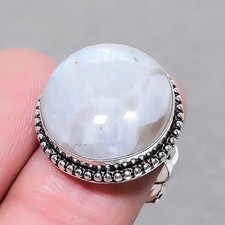 Rainbow Moonstone Round Shape Gemstone Ethnic Adjustable Jewelry Ring SR 1791