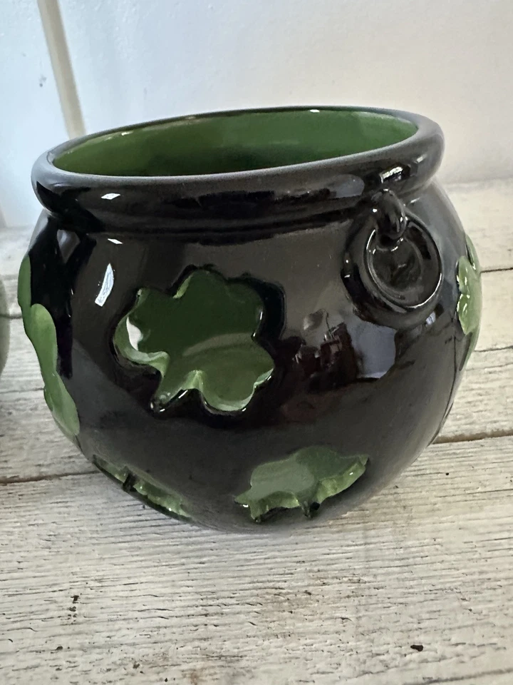 Набор из трех керамических подсвечников/подсвечников с вырезами на день Святого Патрика - Изображение 4 из 4