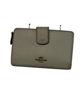 Coach Crossgrain Leather Medium Corner Zip Wallet, Chalk