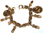 Beautiful vintage midcentury goldtone metal charms Bracelet Lot#575