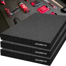 ONREVA Tool Box Foam 22x18x2 inch 3Pack, Foam Inserts for Cases, Polyethylene...