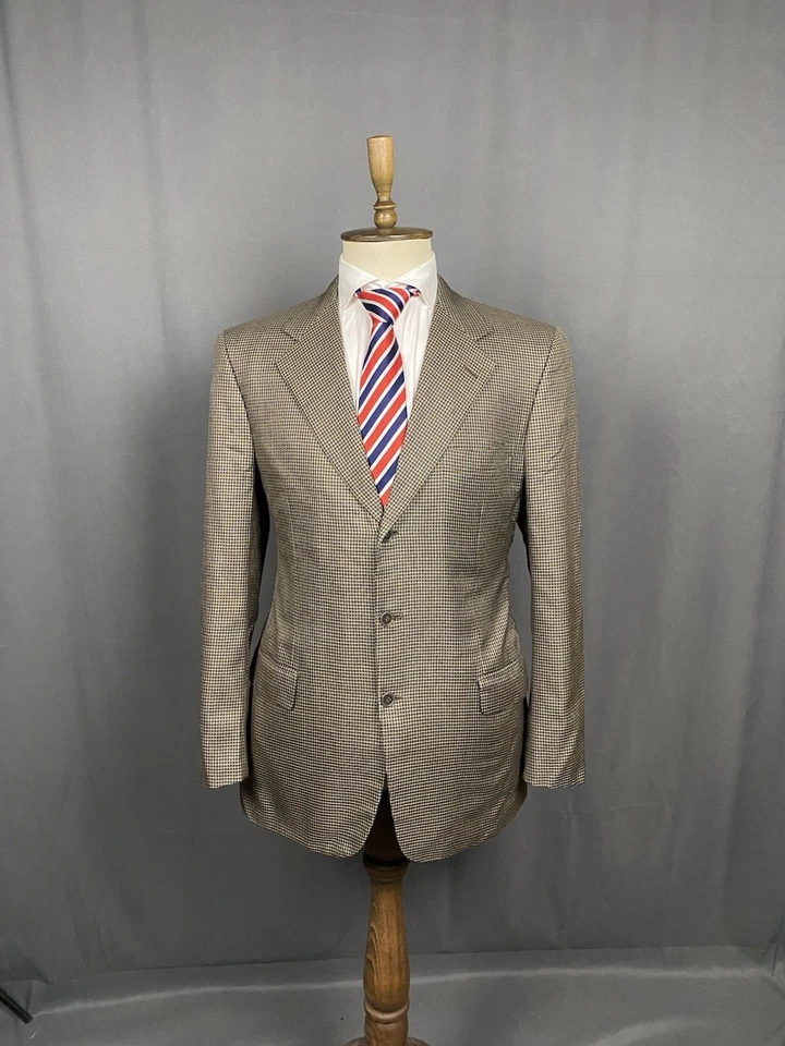 Chaqueta Blazer Brioni Palatino Hombre Marrón Beige Lana Estructurada Seda Ta... - Imagen 3 de 4