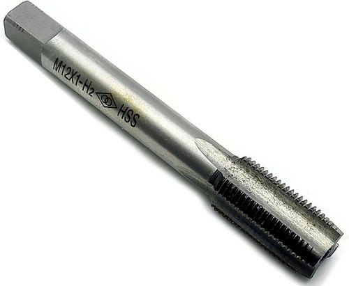 Rubinetto metrico HSS 12mm x 1 filetto destro passo M12 x 1mm argento  - Foto 1 di 3