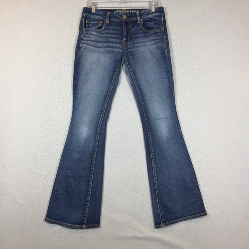 American Eagle Outfitters Boho Artist Flare Jeans Dark Wash Super Stretch Size 8