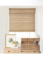 Roll Up Bamboo Blinds for Windows 35'' W x 48'' H, Brown