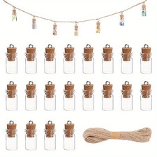 1set Glass Wishing Bottle tions Jute Cord Hanging Ornaments Clear 25mm 1pcs/set