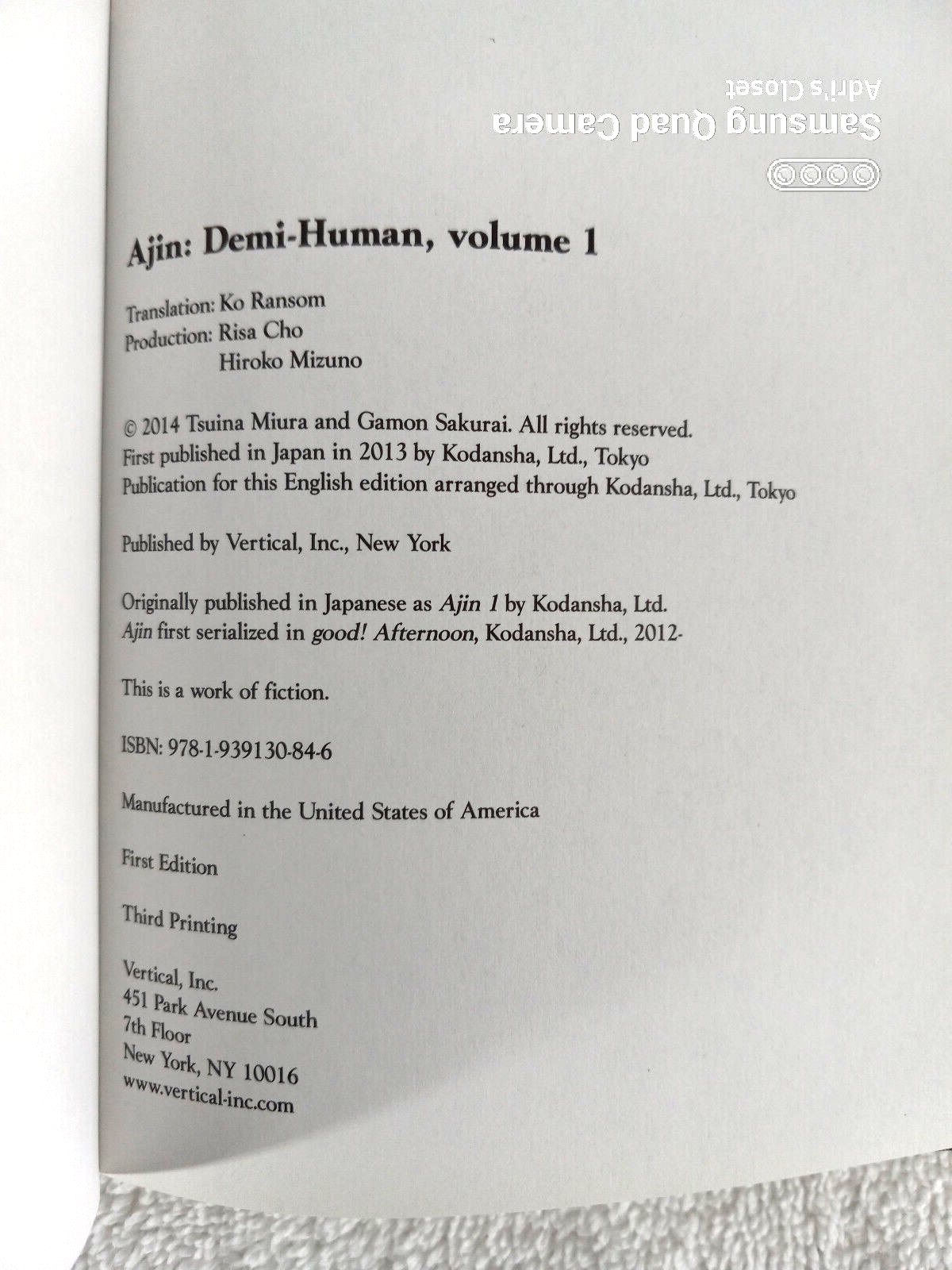 Ajin Demi-Human Manga volumes 1-4 (Tsuina Miura, Gamon Sakurai)