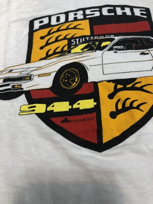 Vintage 80s Porsche 944 Car T Shirt Single Stitch USA Anvil Size