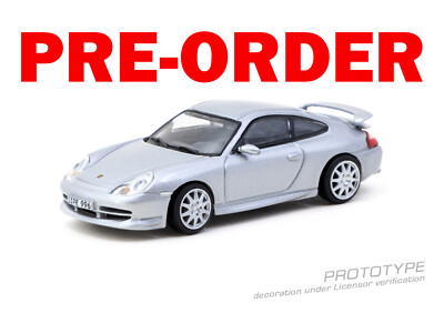 (Pre-order) Tarmac Works 1/64 Porsche 911 GT3 (type 996) Silver Model Car
