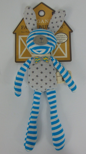 Organic Farm Buddies Blue Striped Bunny Plush Lovey 12" Apple Parks Stuffed Toy