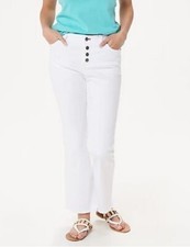 Peace Love World White Garment Dyed Button Front Jeans Frayed Hem New