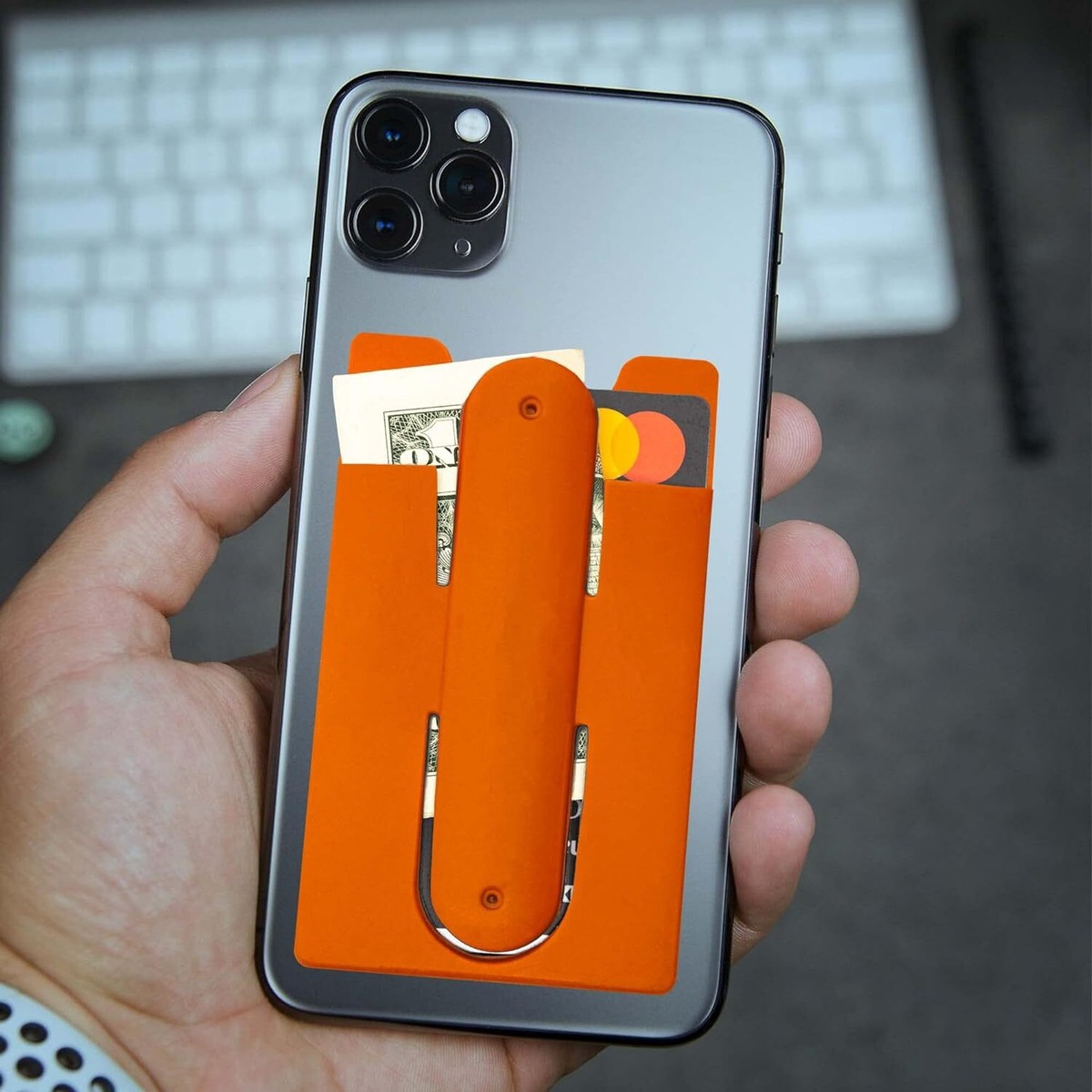 Adhesive Phone Card Note Holder with Stand PU Phone Wallet - Main Image