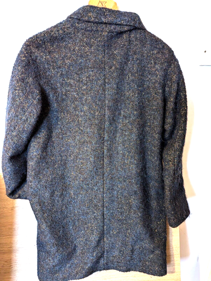 JIGSAW COAT XS BLUE MIX FITS UP TO SIZE 10 UK MOHAIR ALPACA VIRGIN WOOL