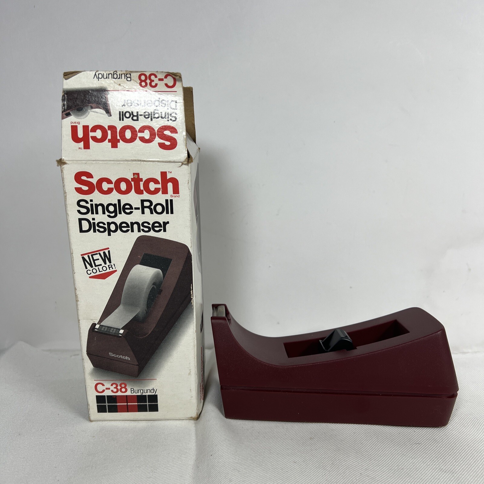 Scotch Tape Dispenser C-38 Burgundy  USA Made VTG-image