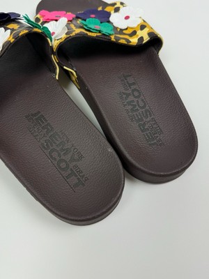 Adidas Adilette x Jeremy Scott Leopard Floral Print Slides 