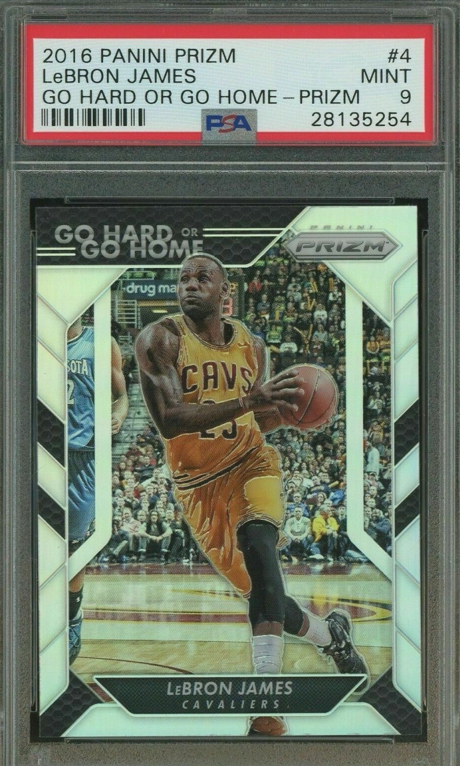 LEBRON JAMES🔥PSA 9 MINT SILVER PRIZM📈2016 PANINI PRIZMS🏀GO HARD OR GO HOME #4