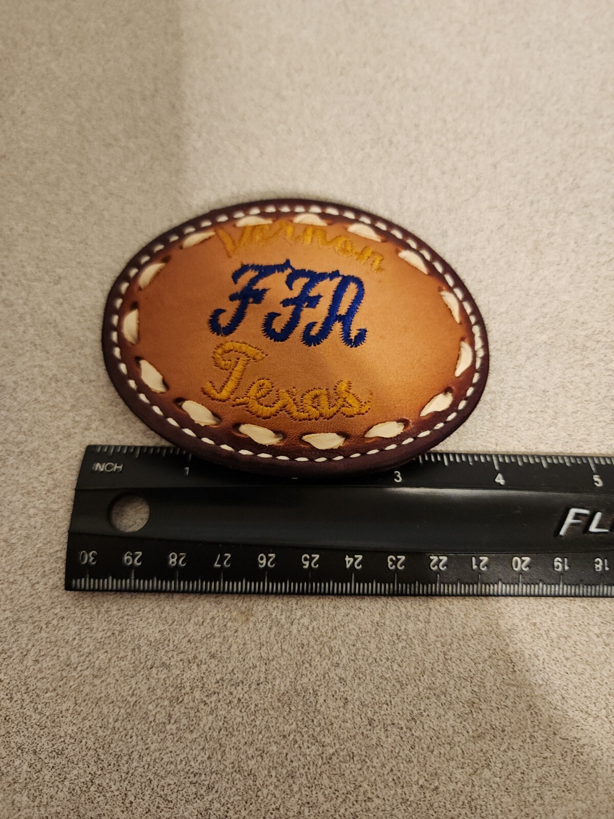 Future Farmers of America FFA Vernon TX. Leather Covered Belt Buckle