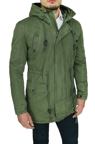 Giaccone Parka uomo casual verde militare giacca Invernale con pelliccia  interna | eBay