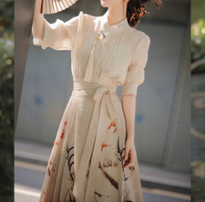 Traditional Chinese Style Hanfu Mamian Set Shirt Retro Horse Face Dress Oriental