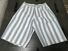 Vintage GAP Solid High Waist Blue White Stripe Shorts Womens Size 13/14 EUC